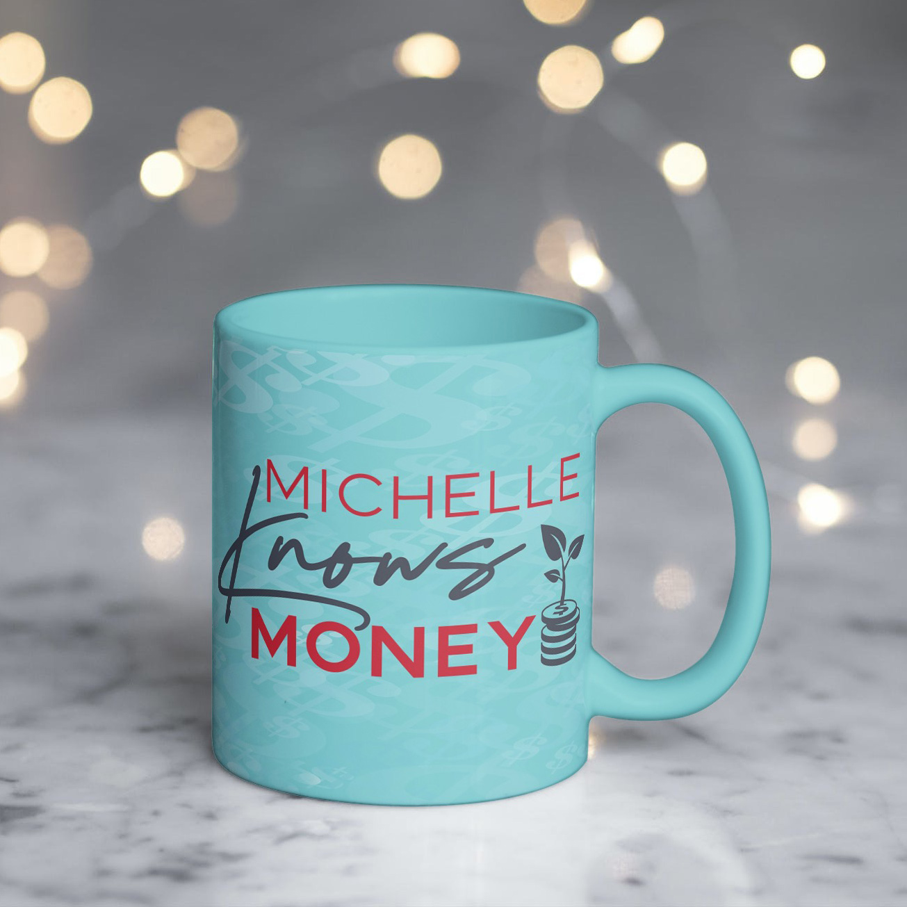 Logo on product for Financial Coach Michelle Knows Money