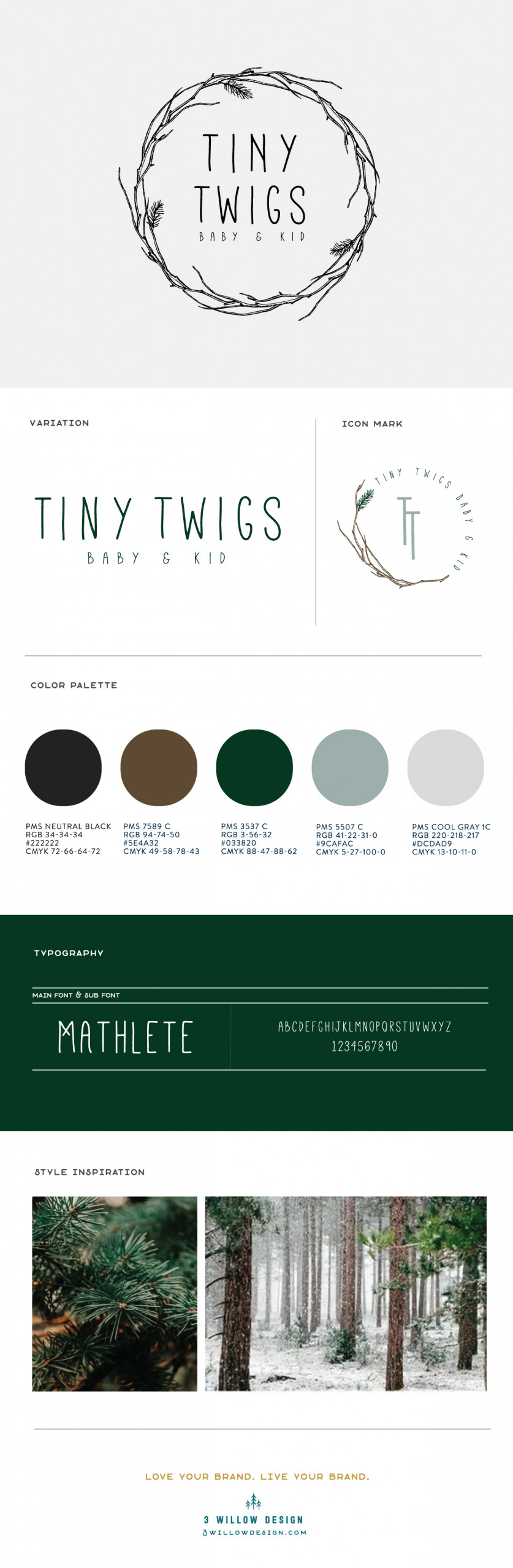 Tiny Twigs baby & kid, children's boutique logo and branding