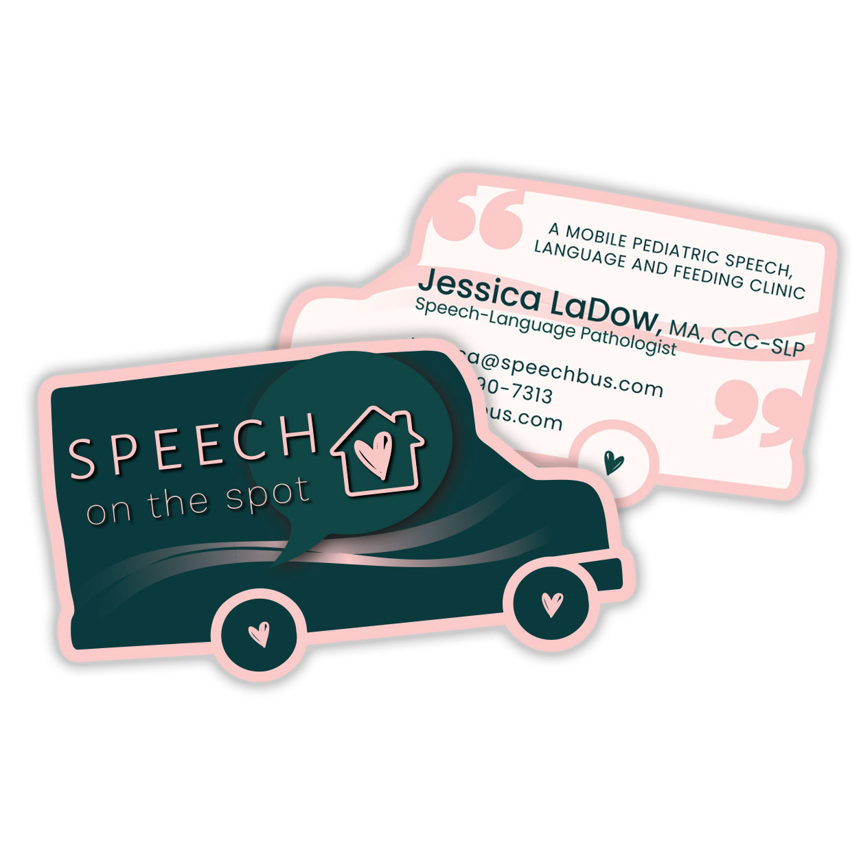 Speech Bus, Speech on the spot shaped die cut business cards