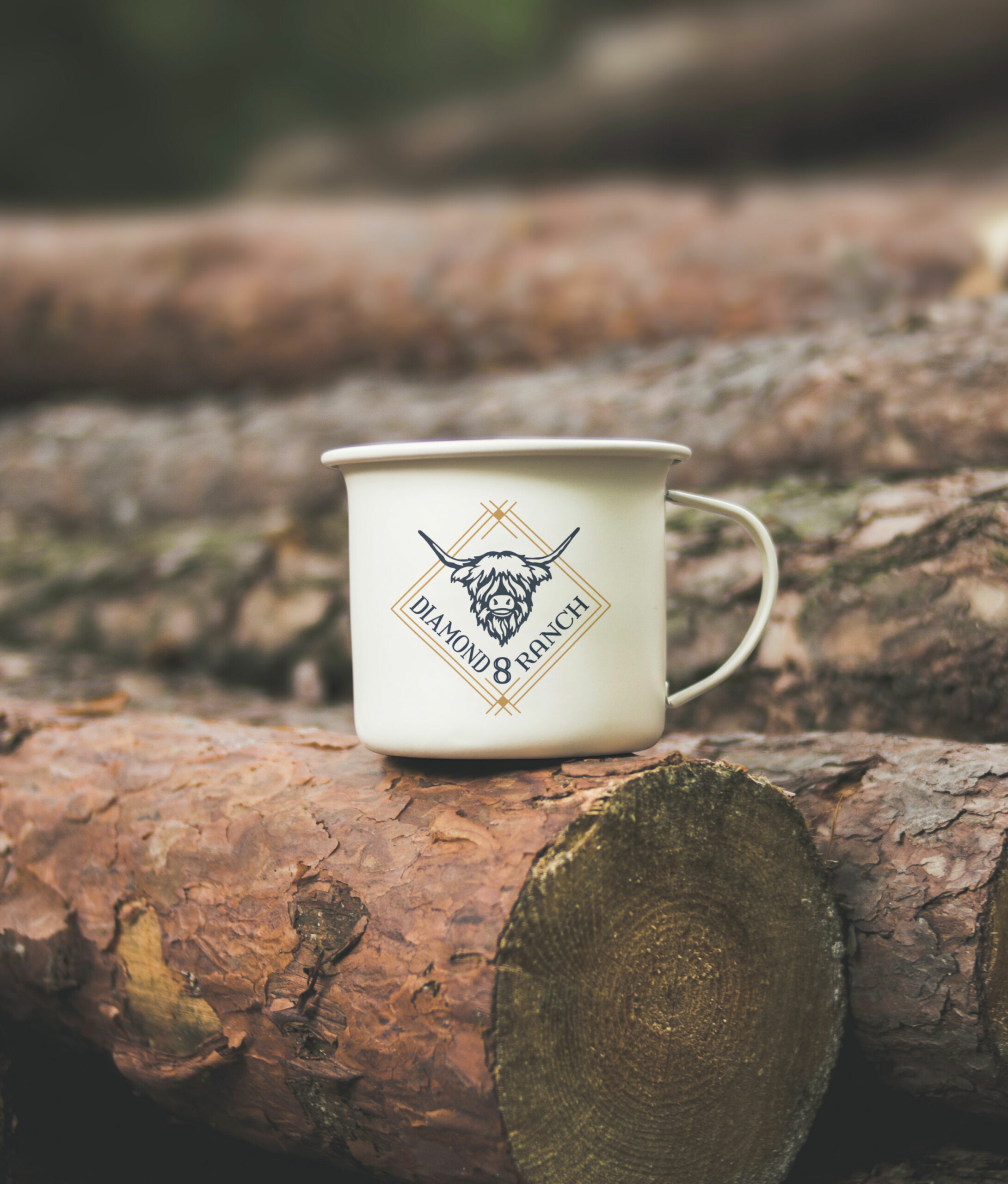 mug showing logo and branding for highland cow ranch in wyoming